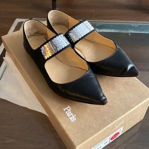 ChristianLouboutinXibabe Napa disco ball Flats with red shoe paint box and bag